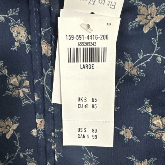 Abercrombie & Fitch Blue Floral Ruffle Hem Vneck Sleeveless Mini Dress Sz L Boho - Picture 6 of 8